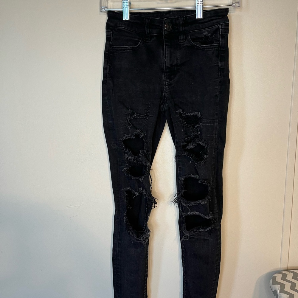 Black Distressed Women's Jeans